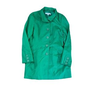 New York & Company Rain Coat Jacket Women's M Green Trench Coat